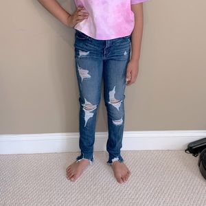 Navy ripped jeans for girls